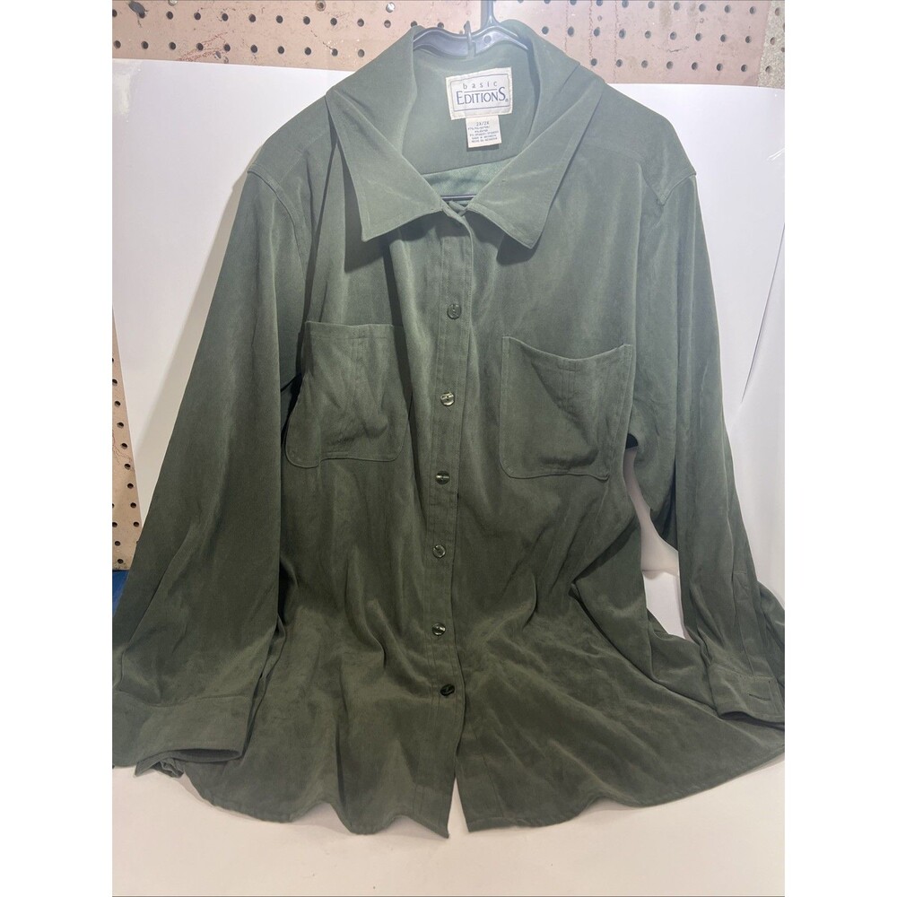 Basic Editions olive green button-down blouse SZ 2XL